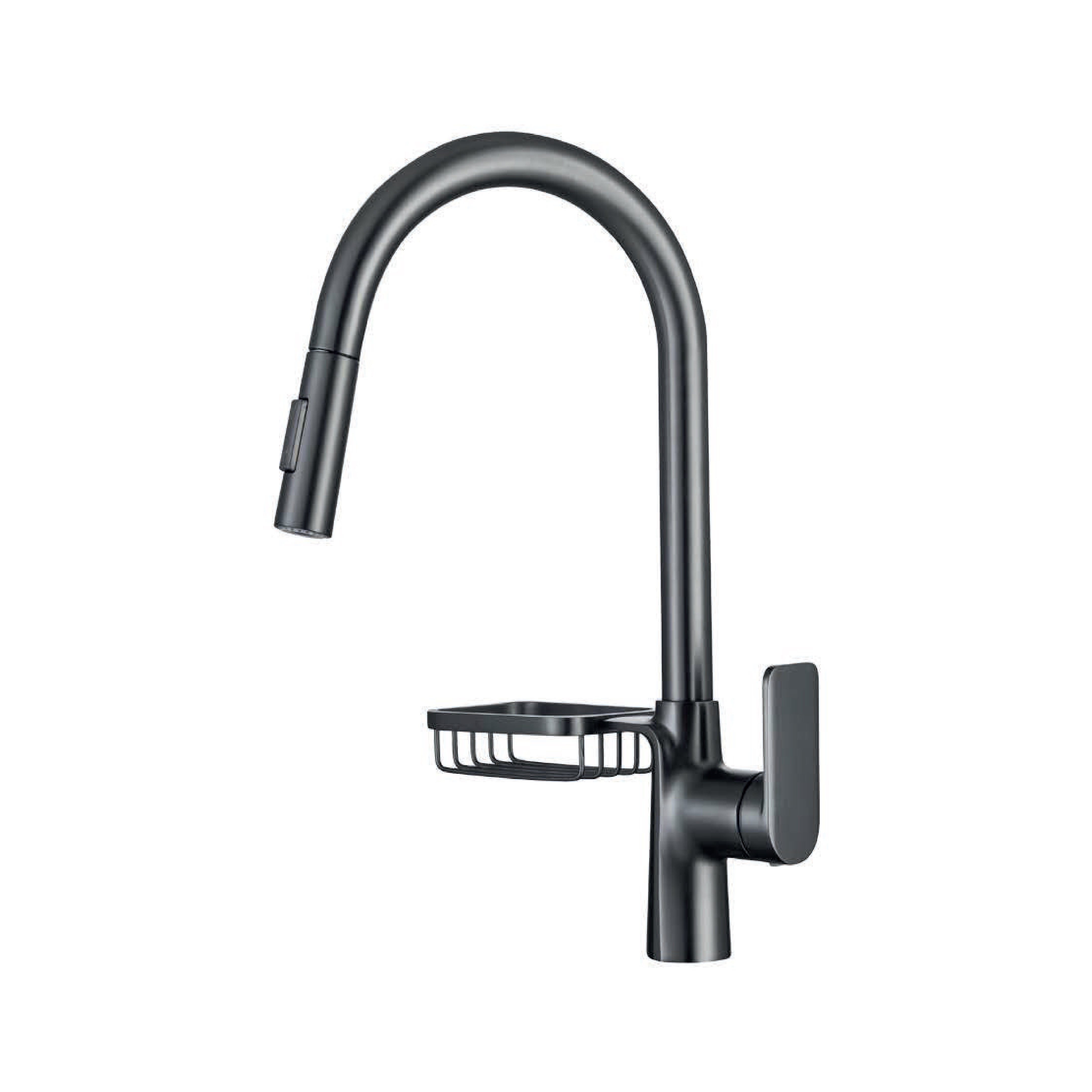 Mezcladora Monoc. P/Cocina al mueble extraíble MMI C/Jabonera C/2 Funciones Bronce Gun Grey - Fratelli Premium